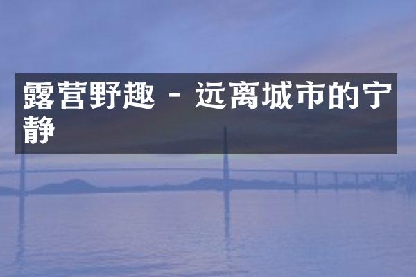 露营野趣 - 远离城市的宁静