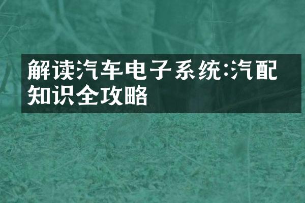 解读汽车电子系统:汽配件知识全攻略
