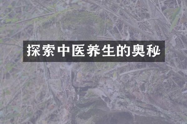 探索中医养生的奥秘