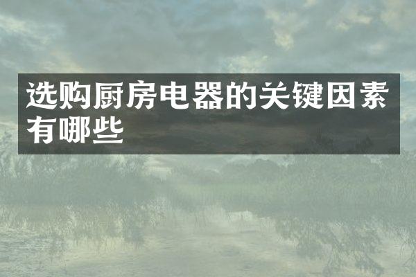 选购厨房电器的关键因素有哪些