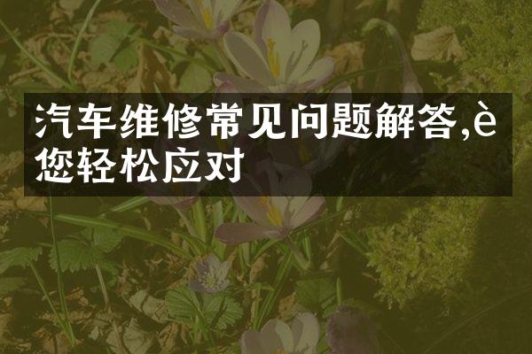汽车维修常见问题解答,让您轻松应对