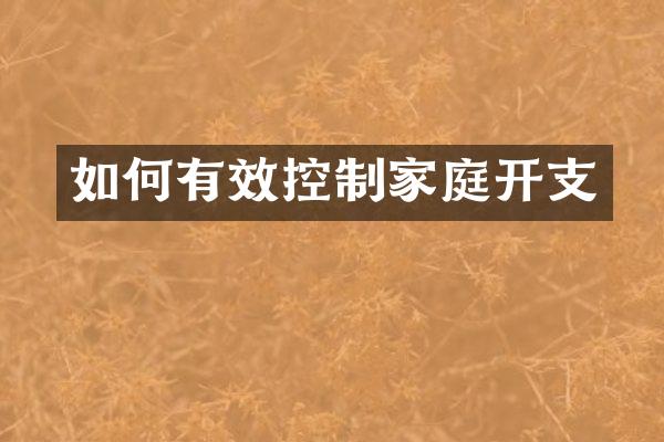 如何有效控制家庭开支