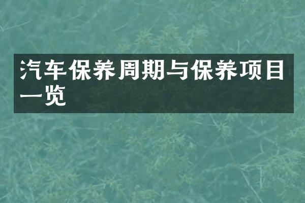 汽车保养周期与保养项目一览