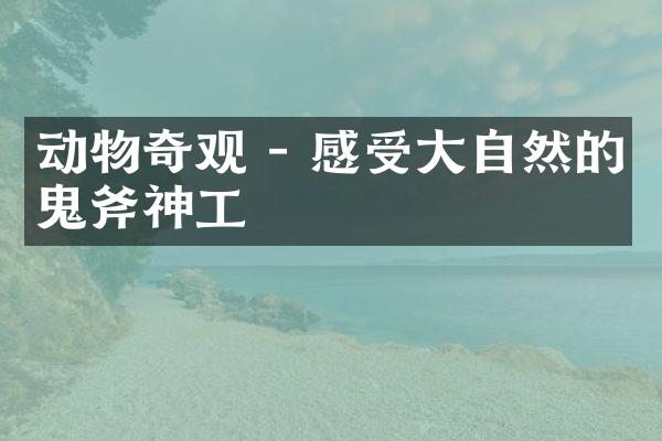 动物奇观 - 感受大自然的鬼斧神工