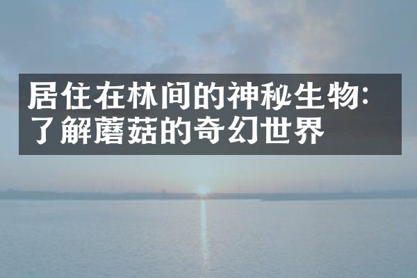 居住在林间的神秘生物：了解蘑菇的奇幻世界