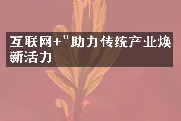 互联网+"助力传统产业焕发新活力