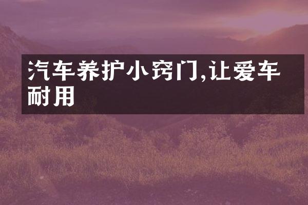 汽车养护小窍门,让爱车更耐用