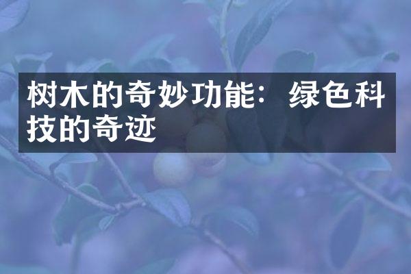 树木的奇妙功能：绿色科技的奇迹