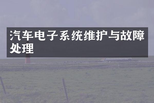 汽车电子系统维护与故障处理