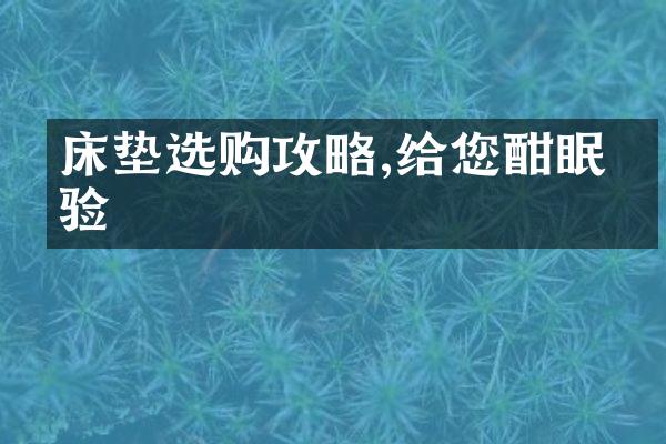 床垫选购攻略,给您酣眠体验
