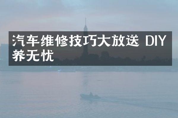 汽车维修技巧大放送 DIY保养无忧