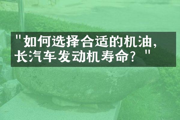 "如何选择合适的机油，延长汽车发动机寿命？"