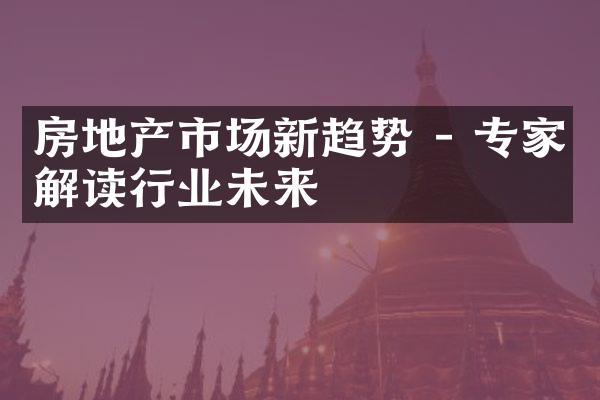 房地产市场新趋势 - 专家解读行业未来