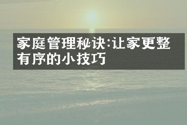家庭管理秘诀:让家更整洁有序的小技巧