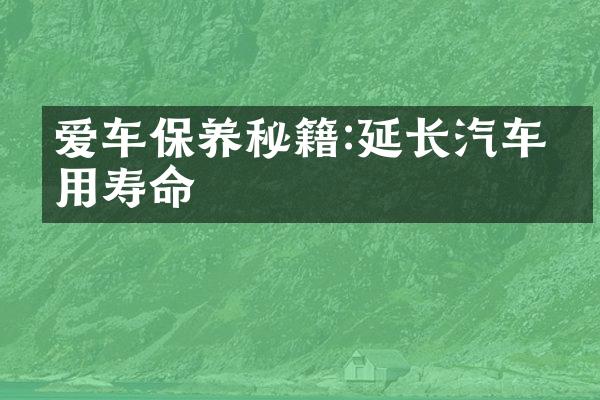 爱车保养秘籍:延长汽车使用寿命