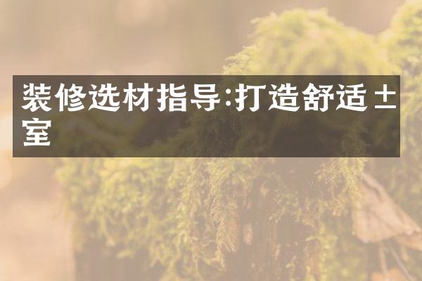装修选材指导:打造舒适居室