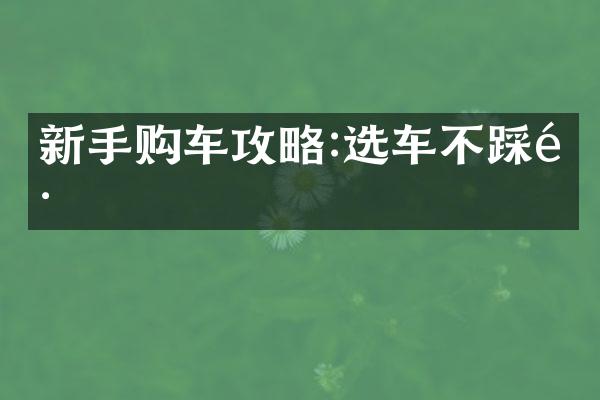 新手购车攻略:选车不踩雷