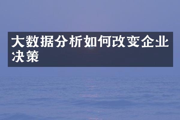 大数据分析如何改变企业决策