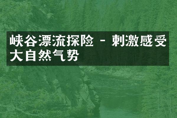峡谷漂流探险 - 刺激感受大自然气势