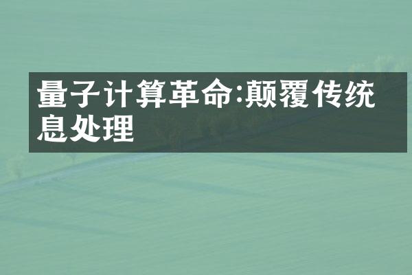 量子计算革命:颠覆传统信息处理