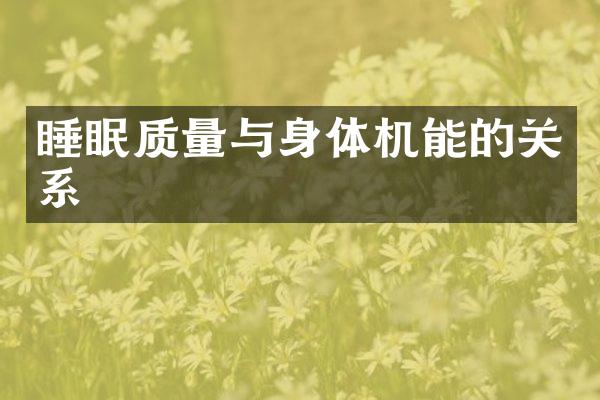 睡眠质量与身体机能的关系