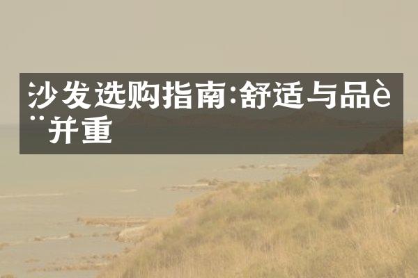 沙发选购指南:舒适与品质并重