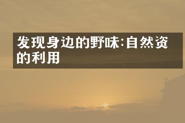 发现身边的野味:自然资源的利用