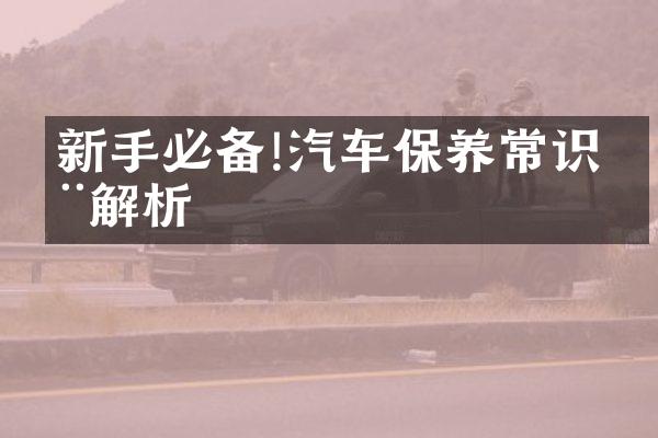 新手必备!汽车保养常识全解析