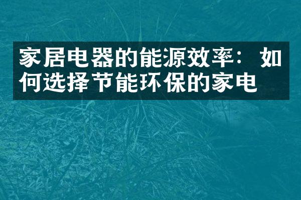 家居电器的能源效率：如何选择节能环保的家电？