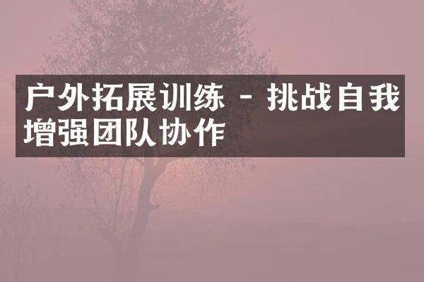 户外拓展训练 - 挑战自我增强团队协作