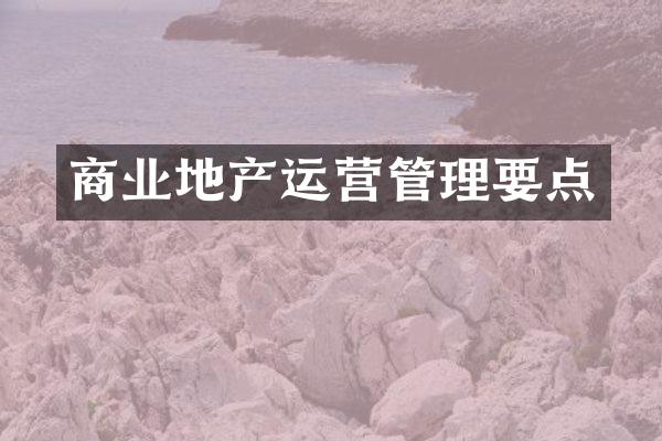 商业地产运营管理要点