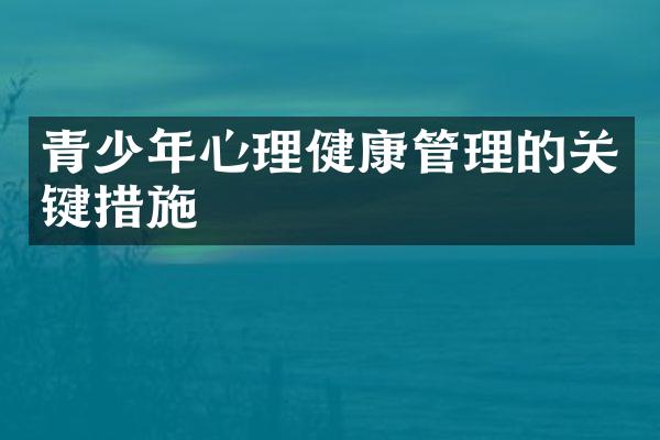 青少年心理健康管理的关键措施