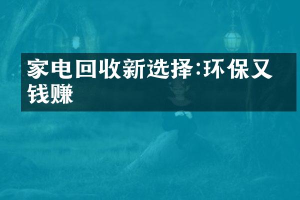 家电回收新选择:环保又有钱赚