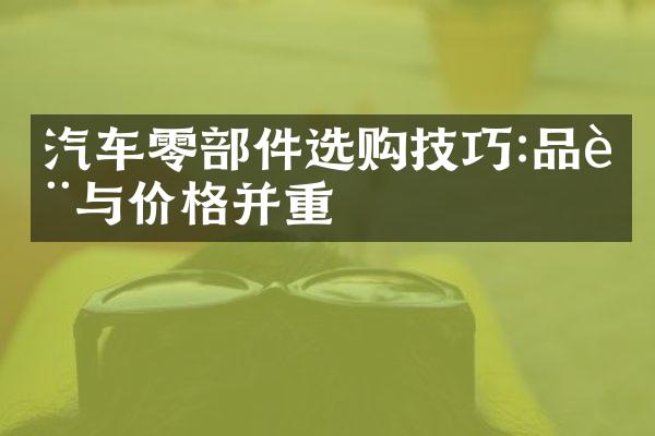 汽车零部件选购技巧:品质与价格并重