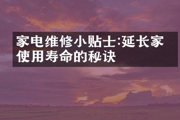 家电维修小贴士:延长家电使用寿命的秘诀