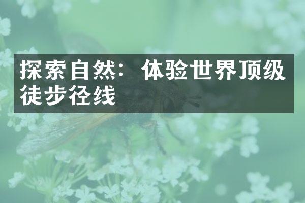 探索自然：体验世界顶级徒步径线