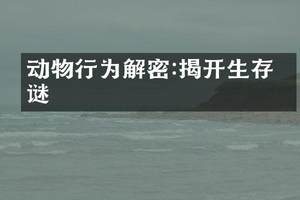 动物行为解密:揭开生存之谜