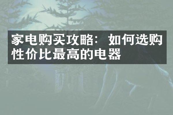 家电购买攻略：如何选购性价比最高的电器