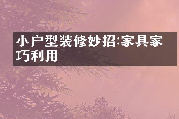 小户型装修妙招:家具家电巧利用