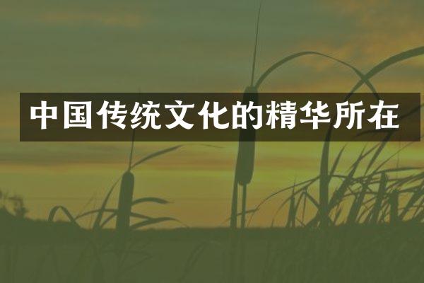 中国传统文化的精华所在