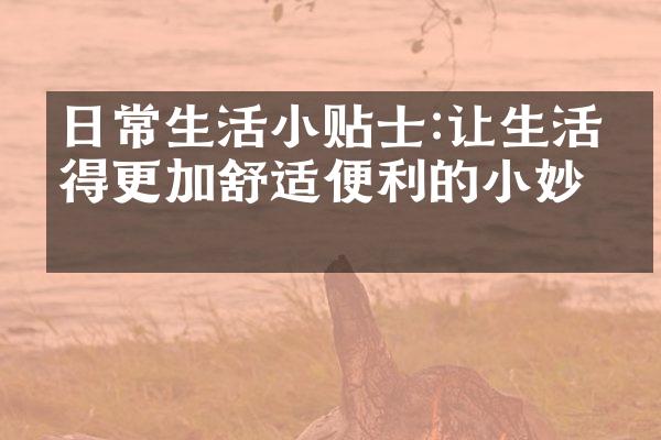 日常生活小贴士:让生活变得更加舒适便利的小妙招