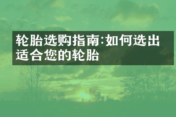 轮胎选购指南:如何选出最适合您的轮胎