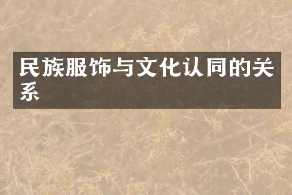 民族服饰与文化认同的关系