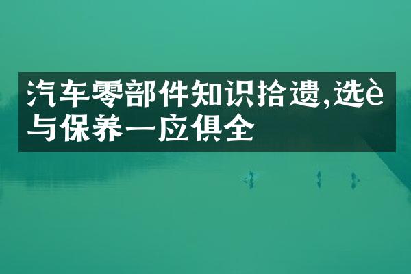 汽车零部件知识拾遗,选购与保养一应俱全