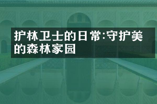 护林卫士的日常:守护美丽的森林家园