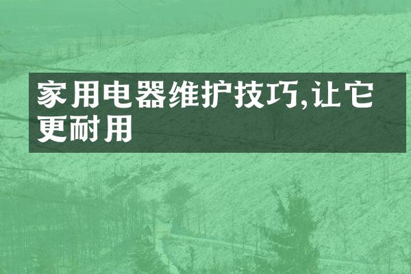 家用电器维护技巧,让它们更耐用
