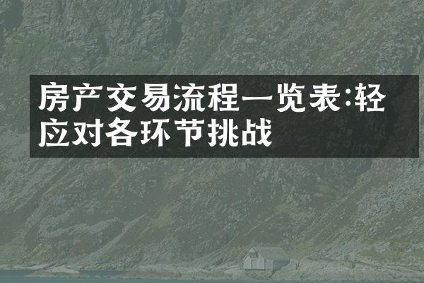 房产交易流程一览表:轻松应对各环节挑战
