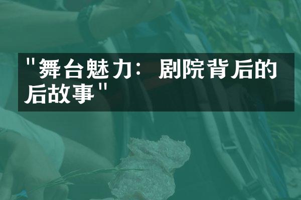 "舞台魅力：剧院背后的幕后故事"