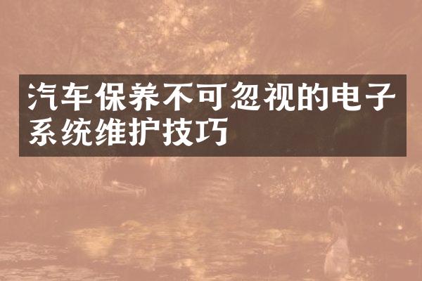 汽车保养不可忽视的电子系统维护技巧
