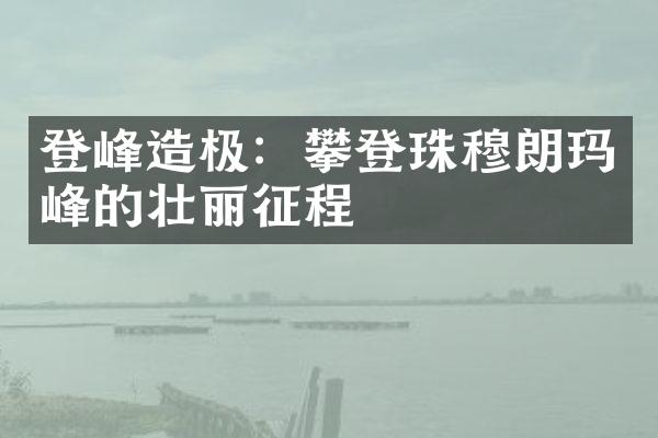 登峰造极：攀登珠穆朗玛峰的壮丽征程